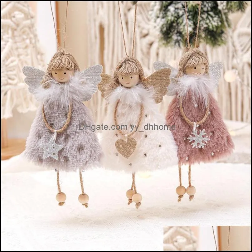 Décorations De Noël Fête De Fête Fournitures Maison Jardin Arbre En Peluche Ange Poupée Fille Pendentif Navidad Année De Noël Ornements Suspendus Enfants Cadeau