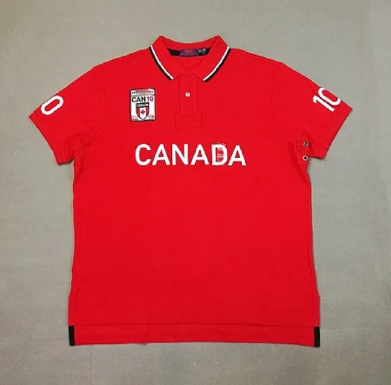 Alta Qualidade 100% algodão Canadá Homens bordados de mangas curtas t-shirt de algodão puro t-shirt casual