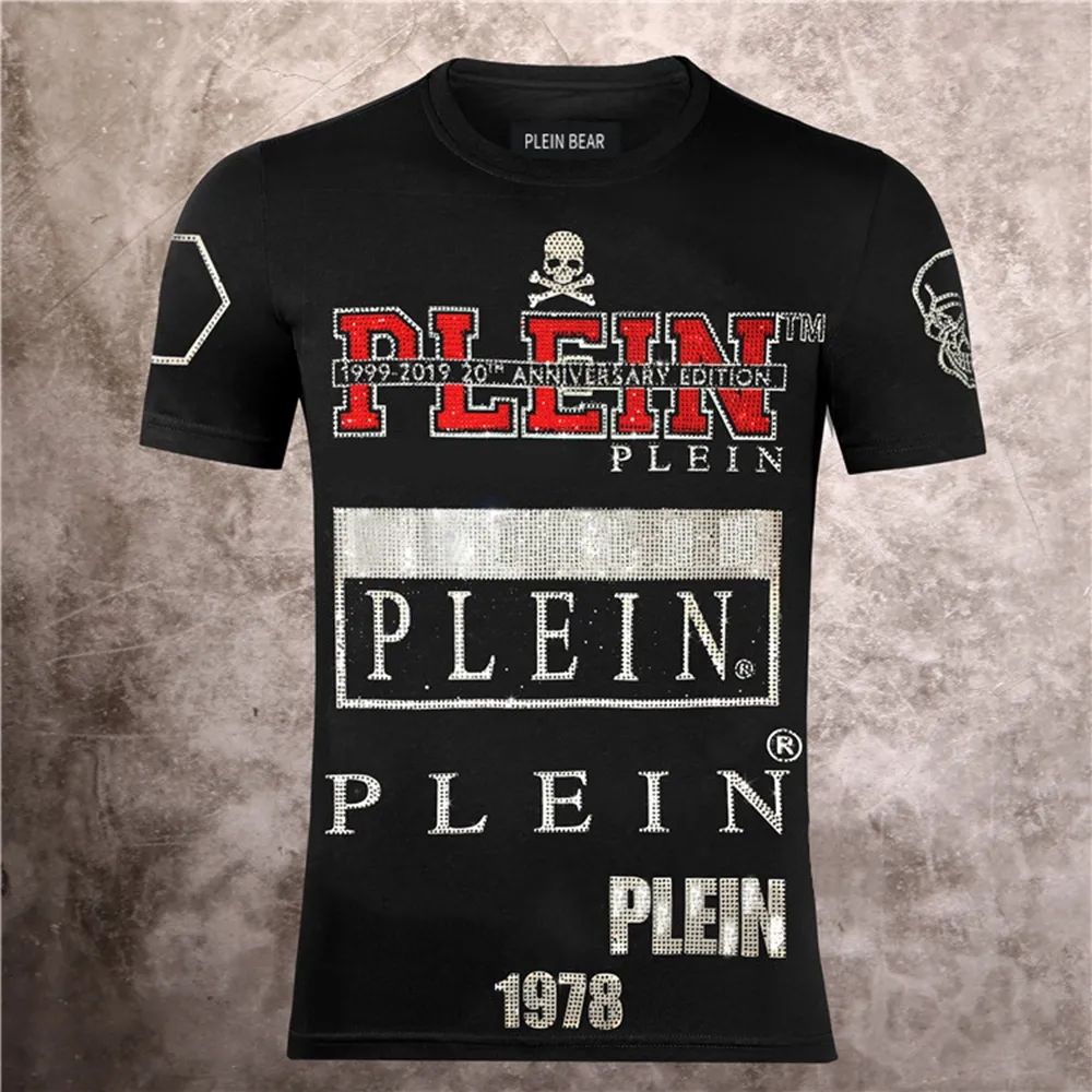 PLEIN BEAR T SHIRT Mens 디자이너 티셔츠 라인 석 해골 남성 티셔츠 클래식 고품질 힙합 Streetwear Tshirt 캐주얼 탑 티즈 PB 16022