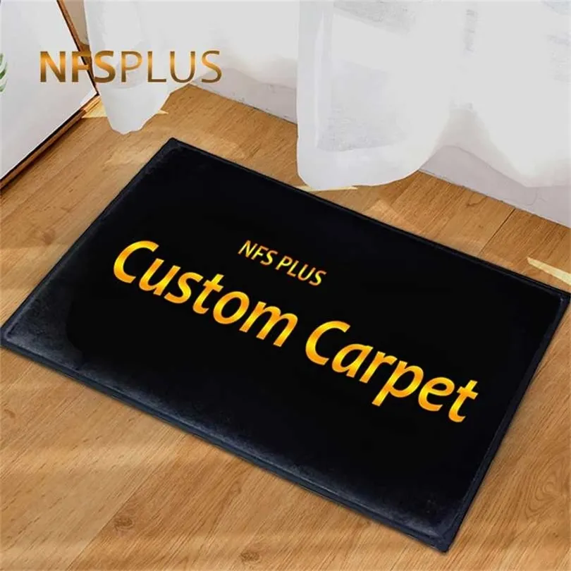 Anpassad Mat Dekorativ Dörr Entré Dörrmat Flannell Velvet Tryckt Anti-Slip Kök Golv Badrum Mattor Area Rug 211124