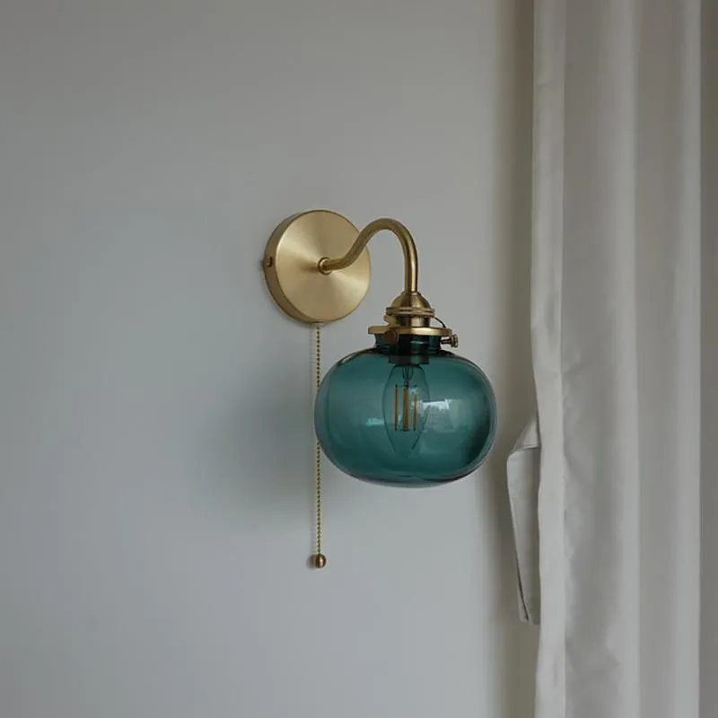 Vägglampa glas boll interiör LED lampor Badrum spegel trappa ljus nordisk modern sconce med dragkedja omkopplare