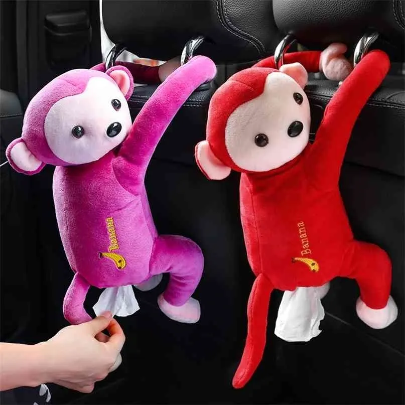 Cartoon Cute Animal Car Tissue Holder Back Hanging Box Pokrywa Ręcznik Papierowy Case 210818