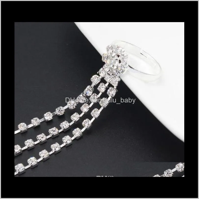 european and american hot sell bridal beach rhinestones anklet connect the toe jewelry