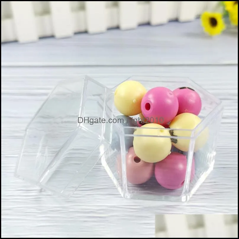 24pcs Geometric Hexagon Clear Plastic Box Mini Jewelry Storege Box Wedding Decoration Gifts Event & Party Supplies1