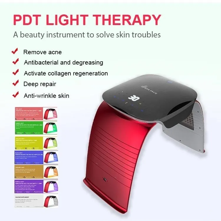 CE-genehmigte PDT für Gesichtshaut Whitenin-Licht LED Bio-Light-Therapie Schönheit 7 Farben-Ausrüstung