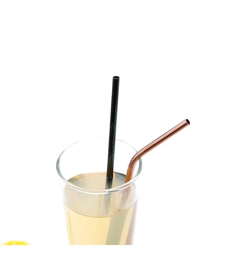 2021 Rainbow Stainless Steel Straws Multi-Color 8.5inch Eco Friendly Metal Reusable Drinking Straws For Tumblers Cups Mugs