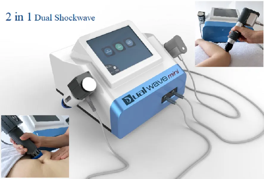 2 i 1 dubbelkanal chockvåg smärta relief mini dubbel akustisk shockwave ed terapi erektil dysfunktion behandling skönhetsutrustning