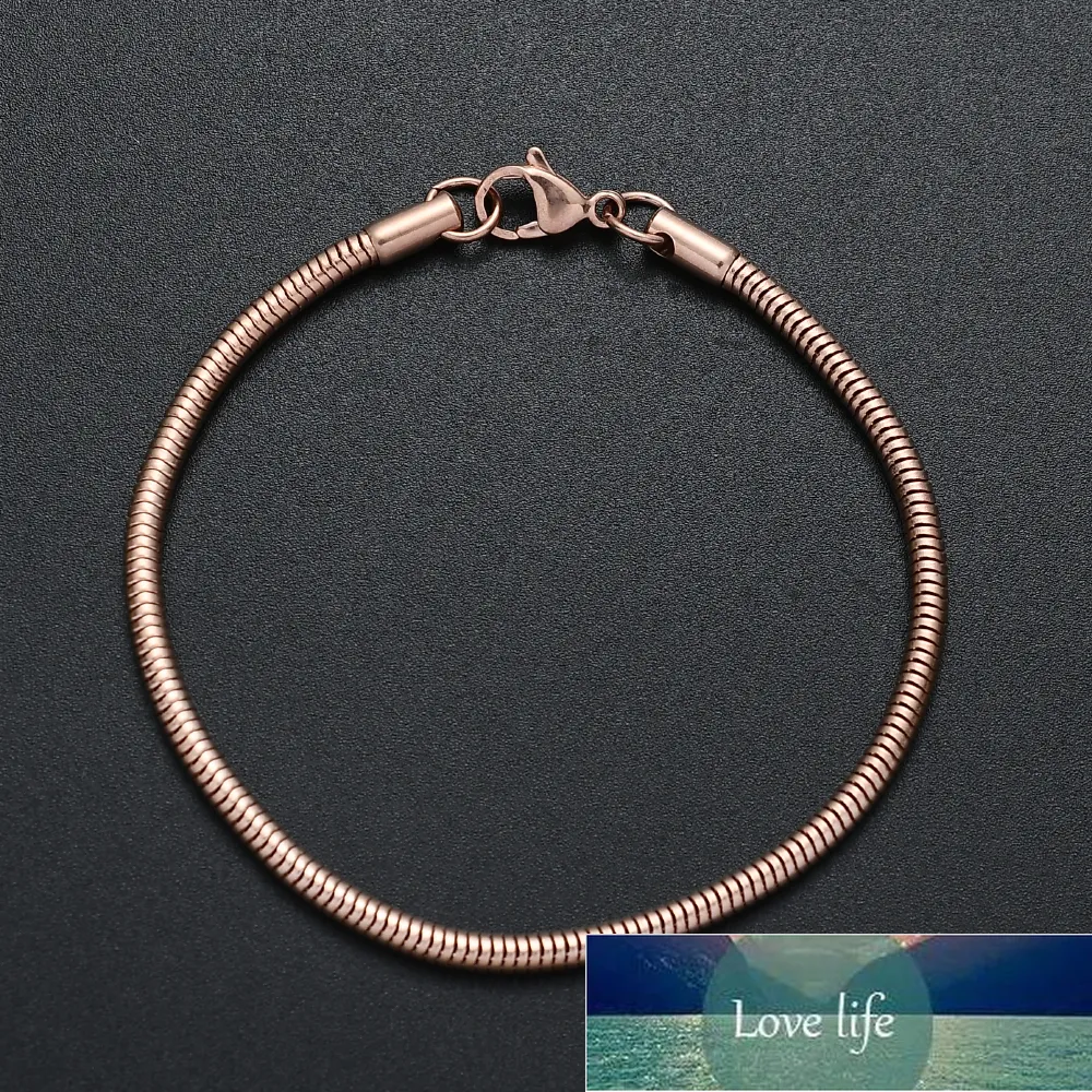 Pulsera de cadena de serpiente para mujer, acero inoxidable 316L, color oro rosa, pulsera de eslabones, regalo de fiesta de cumpleaños de boda, ancho 2/3mm, envío directo, precio de fábrica, diseño experto, calidad