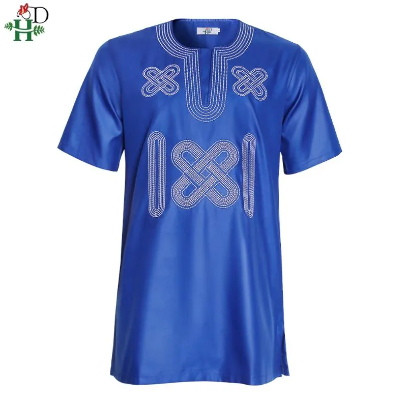 Ethnic Clothing H&D Embroidery Dashiki Men T-shirt African Outfit Short Sleeve Shirts Fashion Man Streetwear Traditional Casual Te206i