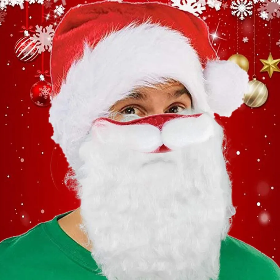 Preciosa máscara de algodón de Papá Noel, máscaras de barba de Halloween, vestido divertido, máscara de Navidad blanca, máscara facial a prueba de polvo, accesorios de disfraz