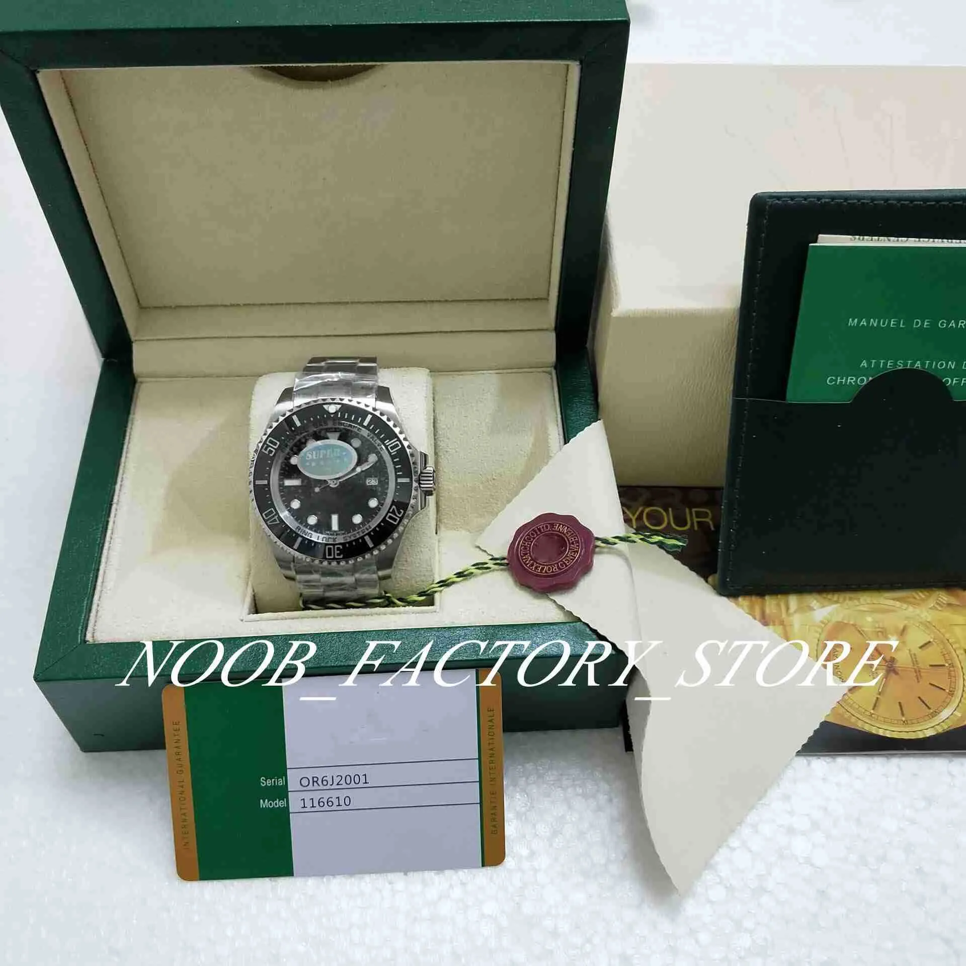 Luxury Factory V5 Version Sea-Dweller ETA 2813 Rörelse 44mm Automatisk Svart Keramiska Bezel Mens Klockor Wristwatches Originalbox