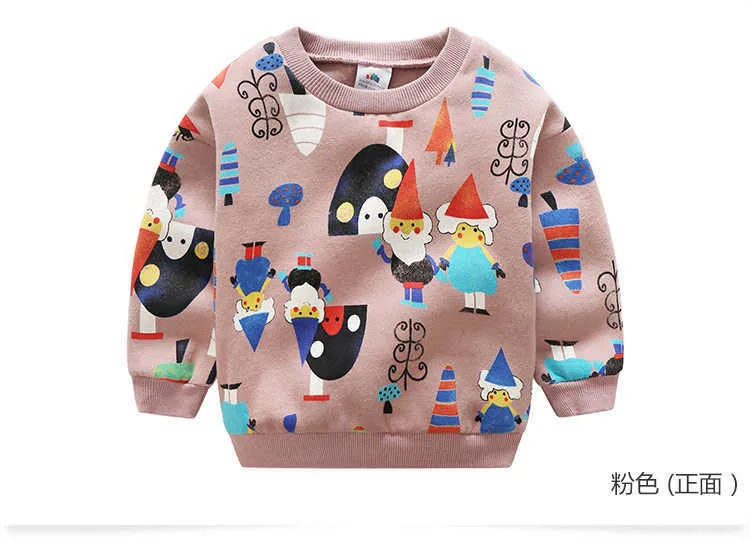  Autumn Winter Warm 2-10 Years Old Children Chirstmas Gift Long Sleeve Cartoon Print School Baby Kids Girl Fleece Sweatshirt (12)