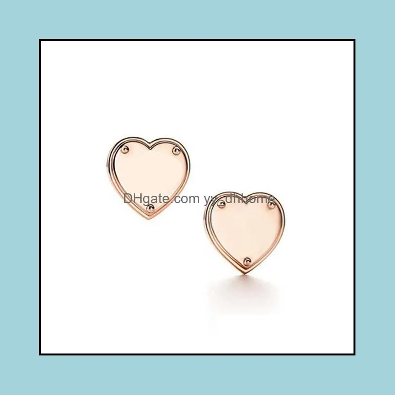 NEW Gift 925 Silver Heart Shape Stud Earring Round Clover Stud Tiff Earrings Rose Gold 18K Gold Jewelry Match World Jewelry