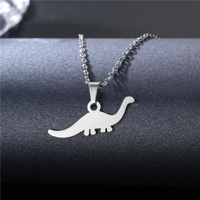Vintage dinosaurus kettingen vrouwen mannen sieraden extreme eenvoud metalen dier hanger ketting zilveren kleur