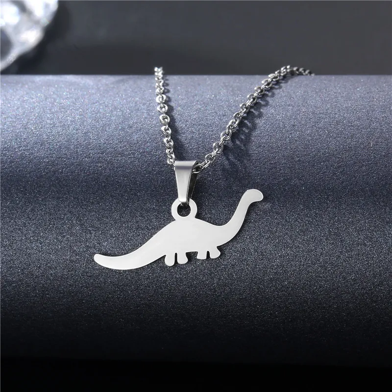 Dinossauro vintage colares mulheres homens jóias extrema simplicidade metal pingente animal colar de cor prata