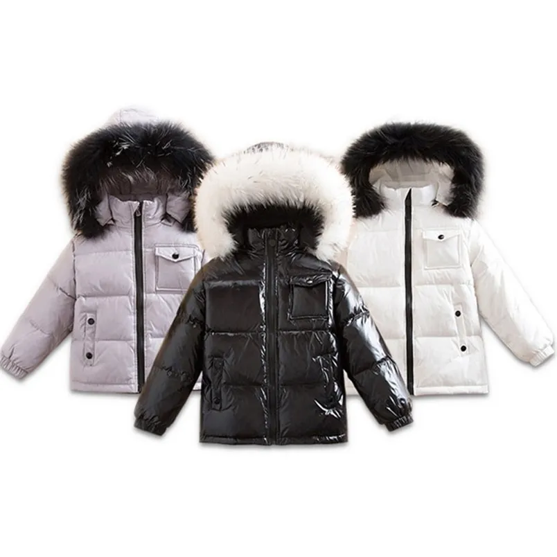 Cappotti di pelliccia con cappuccio in piumino d'anatra invernale per bambini per bambini Giacche calde per bambini spesse impermeabili per bambini 211203