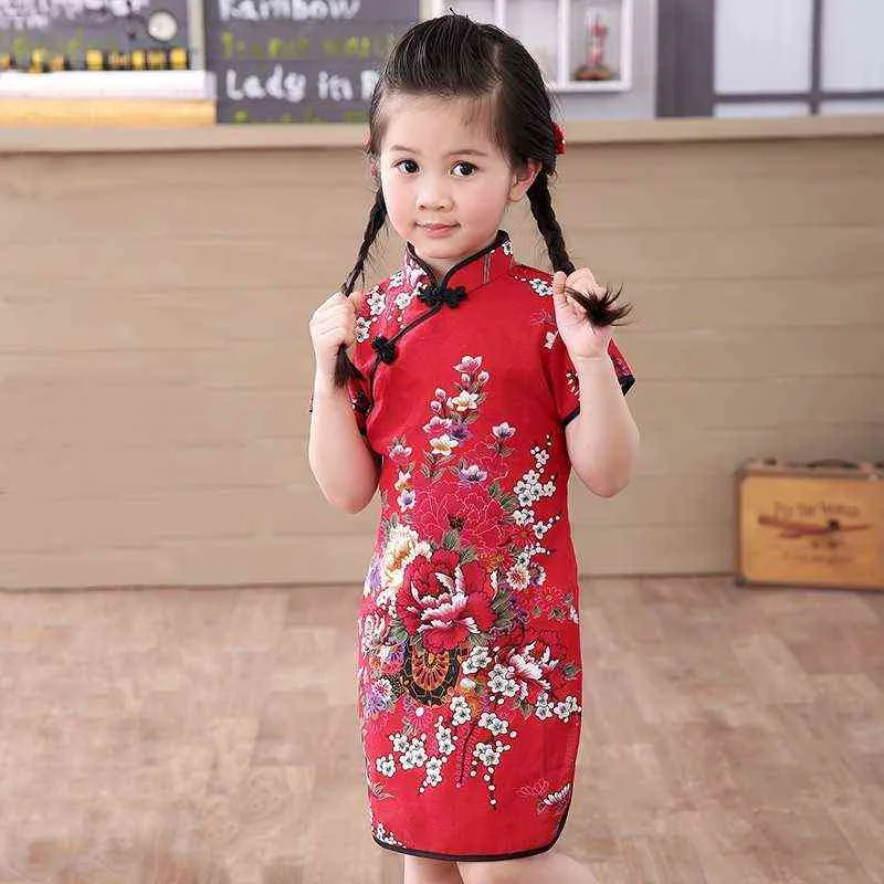 2021 Baby Girl Chinese Dress Clothes Summer Style Infantis Cotton Linen Traditional Dresses Red New Year Party Qipao G1218 From Catherine006 15.01 DHgate.Com