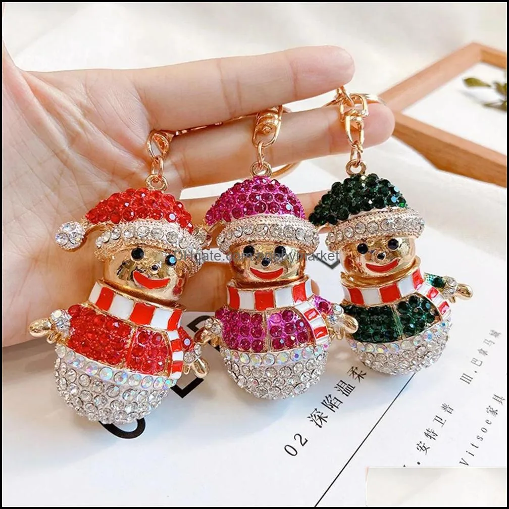 Christmas Series Keychain Creative Santa Claus Snowman Car Key Ring Christmas Tree Holiday Gifts