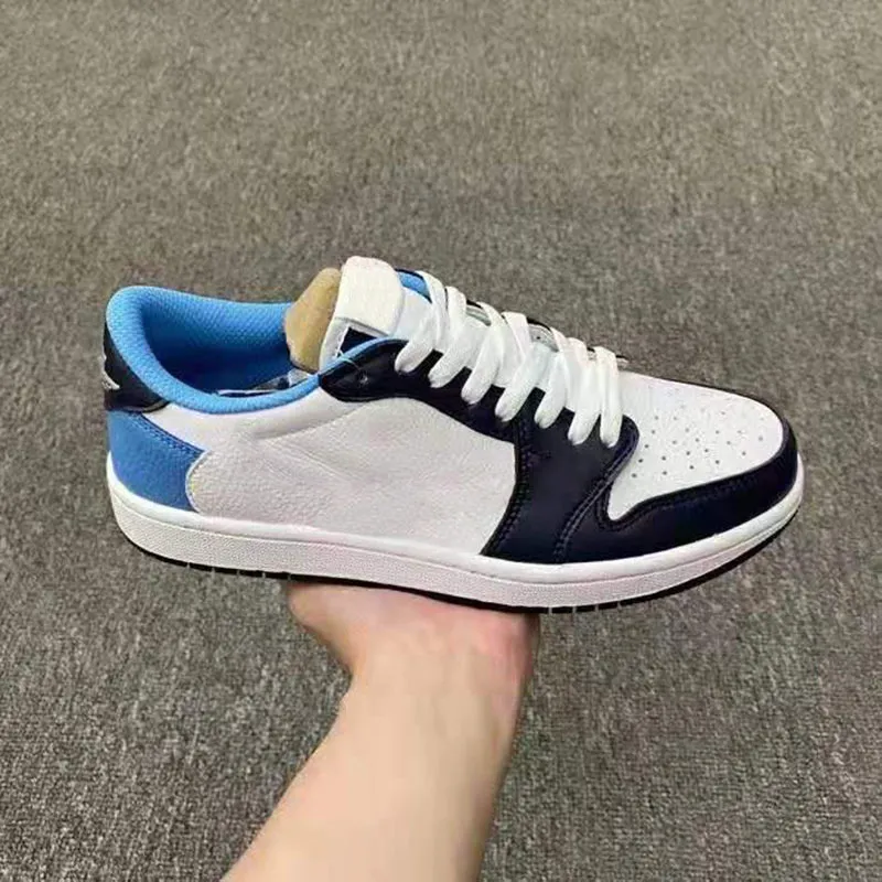 Fragment x 1 Low OG University Royal Blue White Shoes Men athletic sneaker Cactus Jack Jumpman 1s Obsidian mens sports trainers