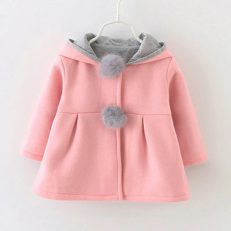 Bebek Kız Giysileri Uzun Kollu Hoodies Coat Sonbahar Kış Pamuk Kapüşonlu Güzel Bunny Kid 210515