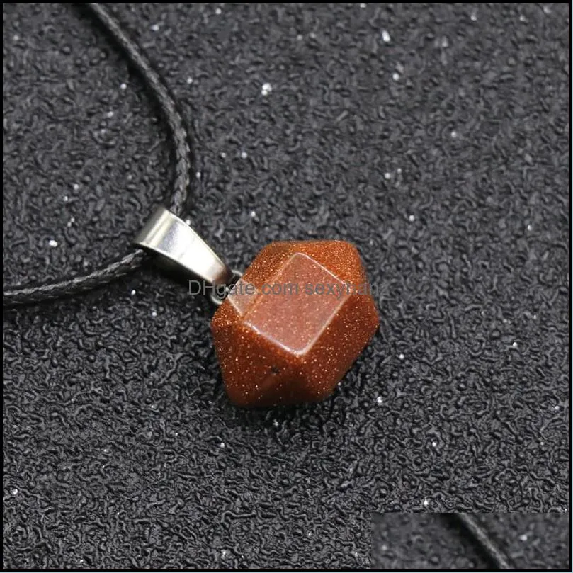 Mini Hexagonal Prism Healing Crystal Energy Stone Quartz Pendant Necklaces Fashion Women Men Jewelry Wholesale C3