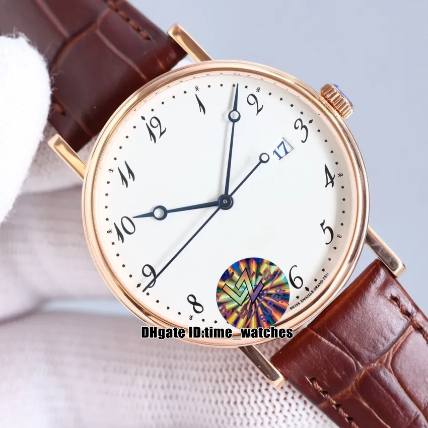 New Classique 5177 Watch 5177BR/29/9V6 CAL777Q Automatic Movement Mens Watch 38mm Rose Gold Case Date Top Gents Business Watches Brown Leather Strap