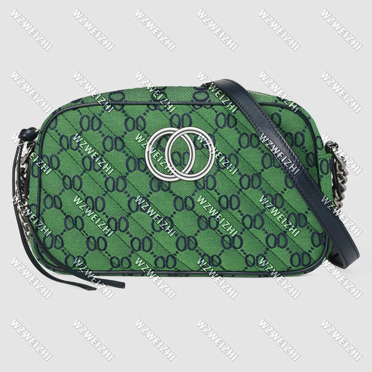 Kadın soho disko çantası ışık Marmont çok renkli küçük tuval omuz çantaları çanta bayan gümüş zincir crossbody messenger cüzdan yeşil 24cm