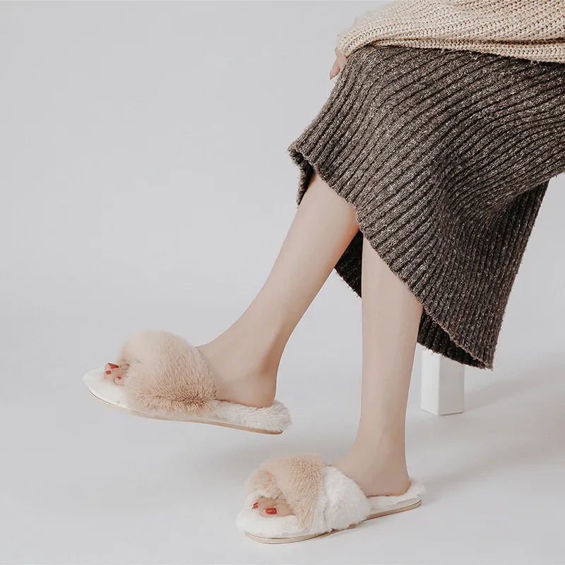 Winter Soft Faux Fur House Fluffy Slippers For Women For Women Non