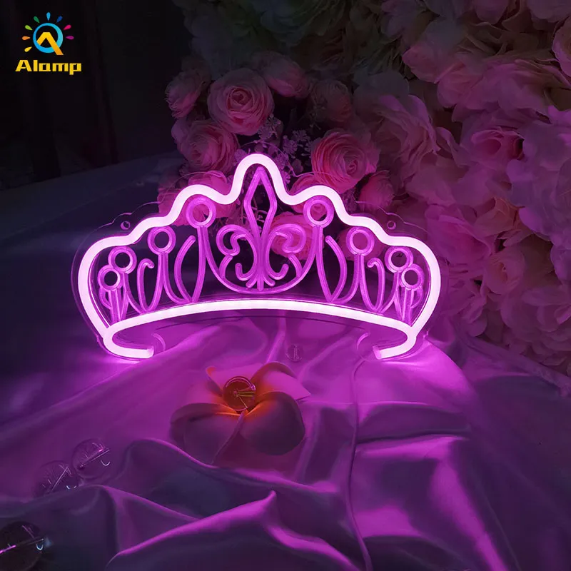 Custom 3D Neon Teken Vlinder Kroon Mushroom Lichte Neons Buis Decoratie Lichten voor Party Girl's Gift Bruiloft Verjaardag Decor