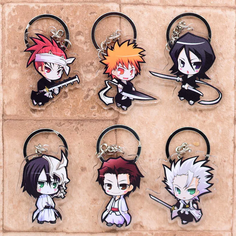 2020 Bleach Keychain Double Sided Acrylic Keyring Pendant Anime Accessories Cartoon Key Chiain G1019