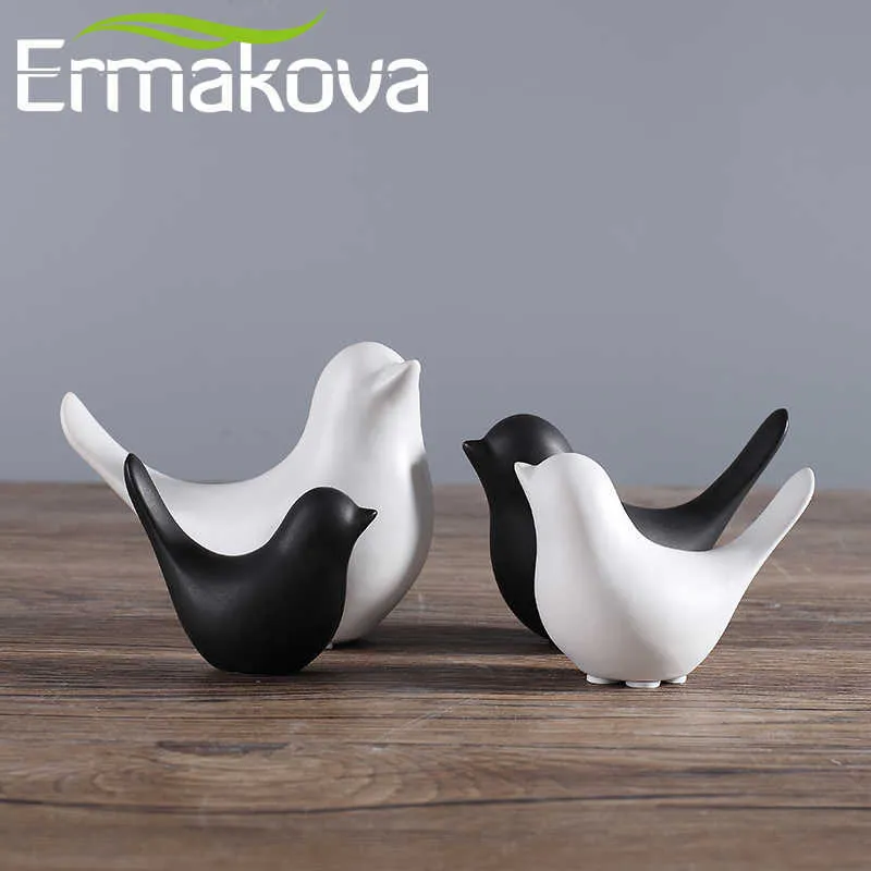 Ermakova 2ピースのセットセラミック鳥置物動物像磁器ホームバーコーヒーショップオフィス結婚式の装飾ギフト210804