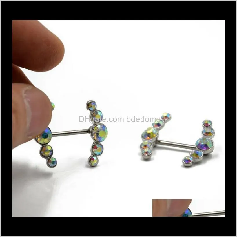 Drop Delivery 2021 Jewelry Rings Five Ab White Diamond Barbell 1Dot6X16Mm Nipples At Both Ends Selling Body Nipple Ring 03Hzi