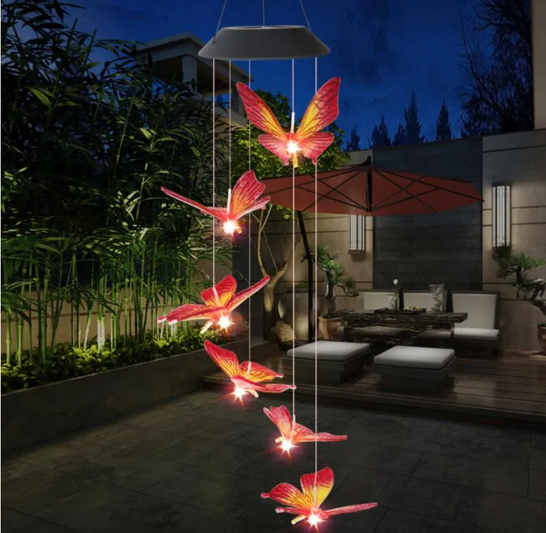Color Changing LED Solar Wind Chime Hummingbird Butterfly Hanging Origami  Bird Lamp For Patio, Yard, And Garden Decor From Wangqin8868, $31.2