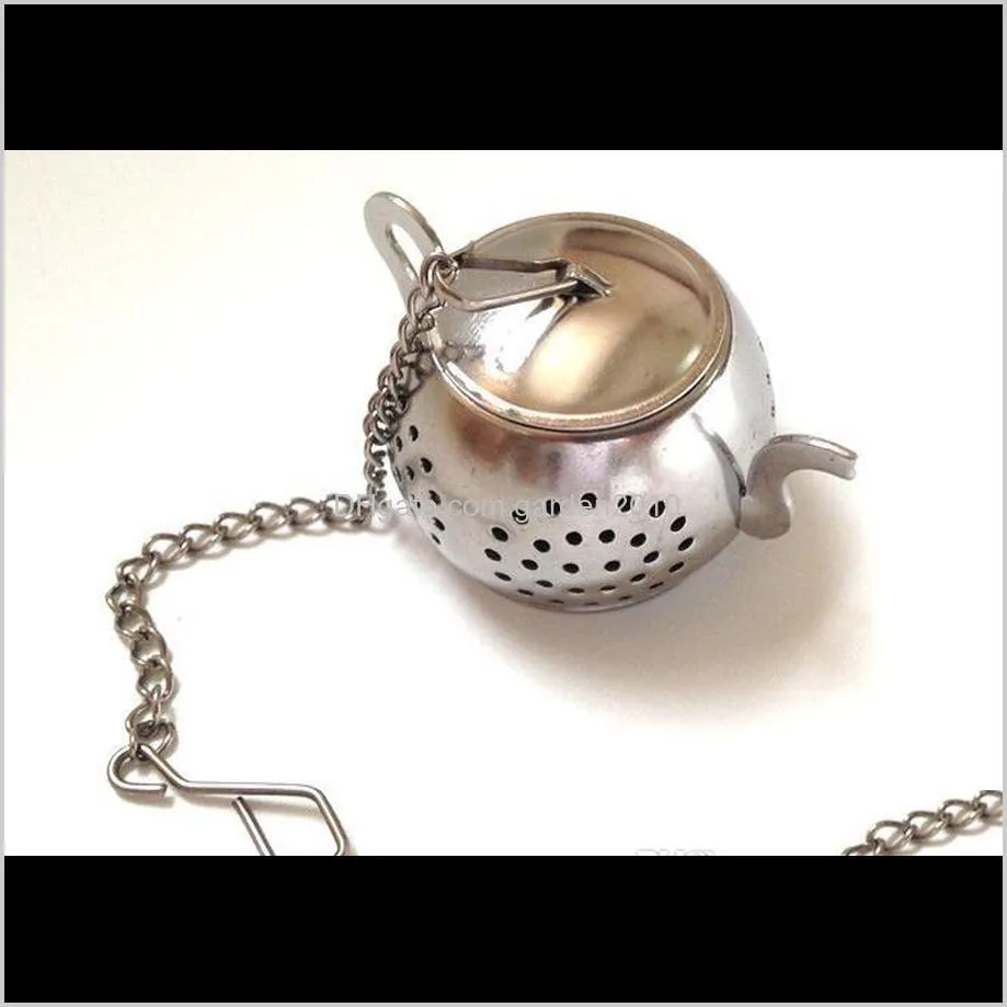 home kitchen bar tea tool stainless steel loose teapot shape tea infuser with tray lovely convenient spice drinking strainer herbal