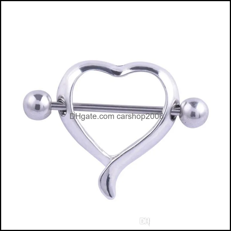 Fake breast ring Stainless steel nipple jewelry smooth peach heart semi-circular stainless steel nipple shield (sold for each piece or