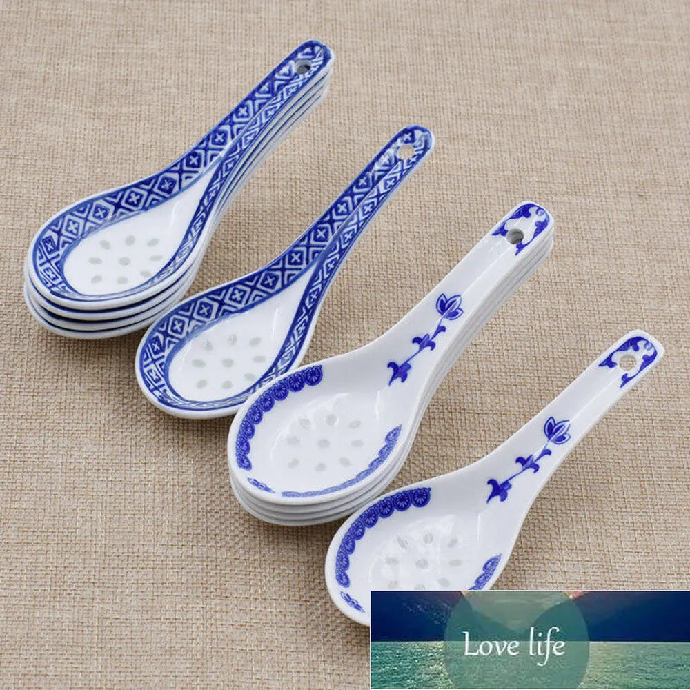 5 pcs China Cerâmica de estilo chinês colher azul e branco sopa colheres de porcelana cerâmica de mesa de cozinha