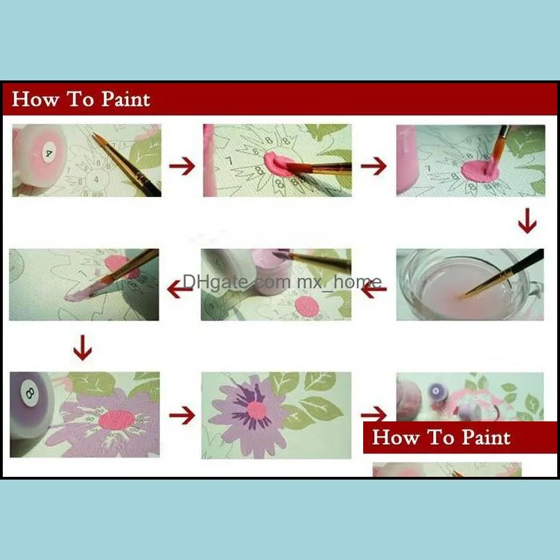 DIY Oil Painting By Numbers Pink Peony 50*40CM/20*16 Inch On Canvas For Home Decoration Kits [Unframed]