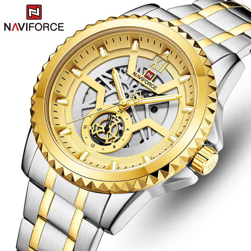 NAVIFORCE Brand Men's Fashion Watches Men Sport Waterproof Quartz Watch Stainless Steel Military Male Clock Relogio Masculino 210517