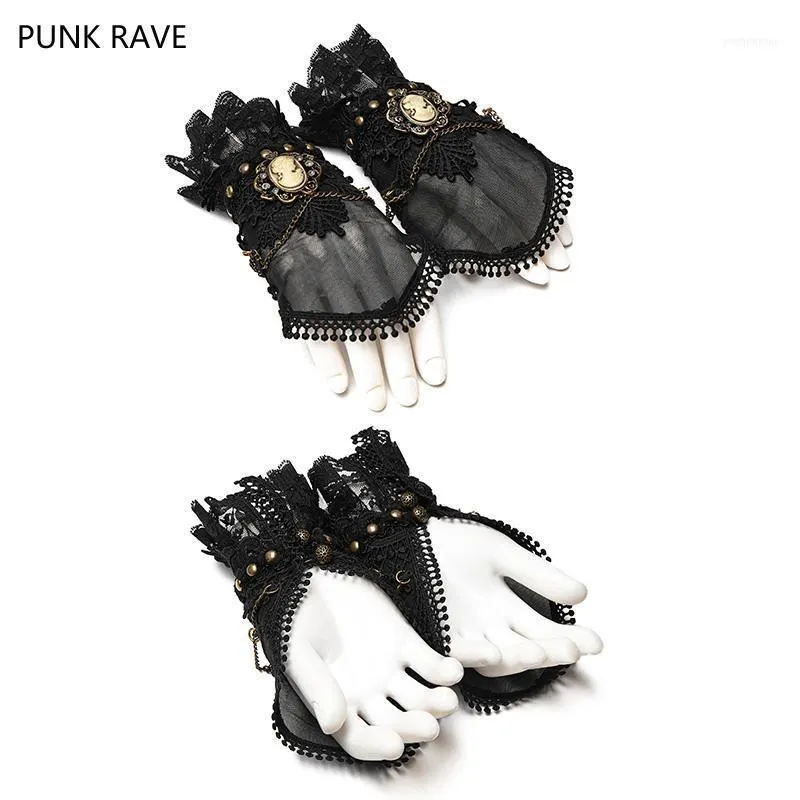 Une paire Punk Rave mode nouveauté dentelle maille Steampunk classique femmes gants victorien WS2421