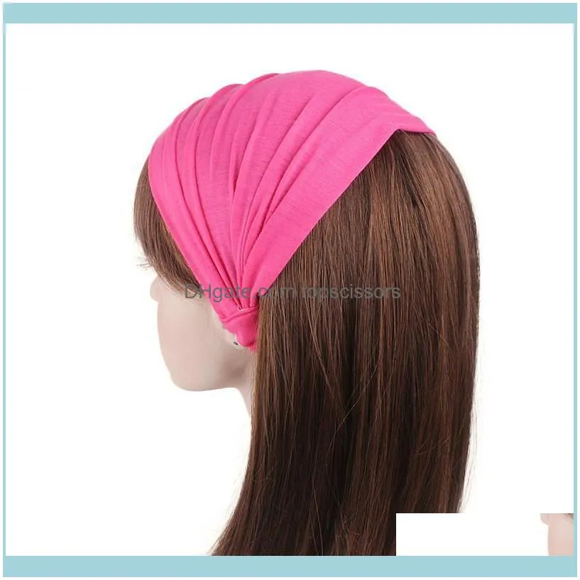 Fashion Solid Headband For Women Pure Cotton Three-in-one Elastic Bandanas Elasticated Wide Turban Headdress Hair Accessories1