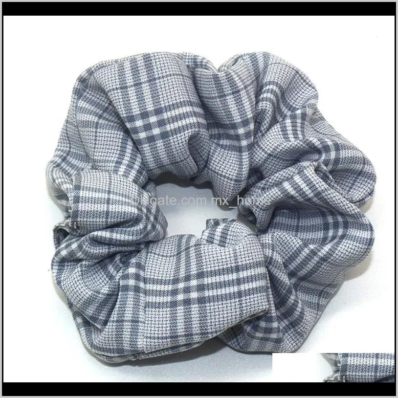 new fashion women girl scrunchy ring elastic rope hair bands plaid stripe large intestine sports dance scrunchie hairband hair