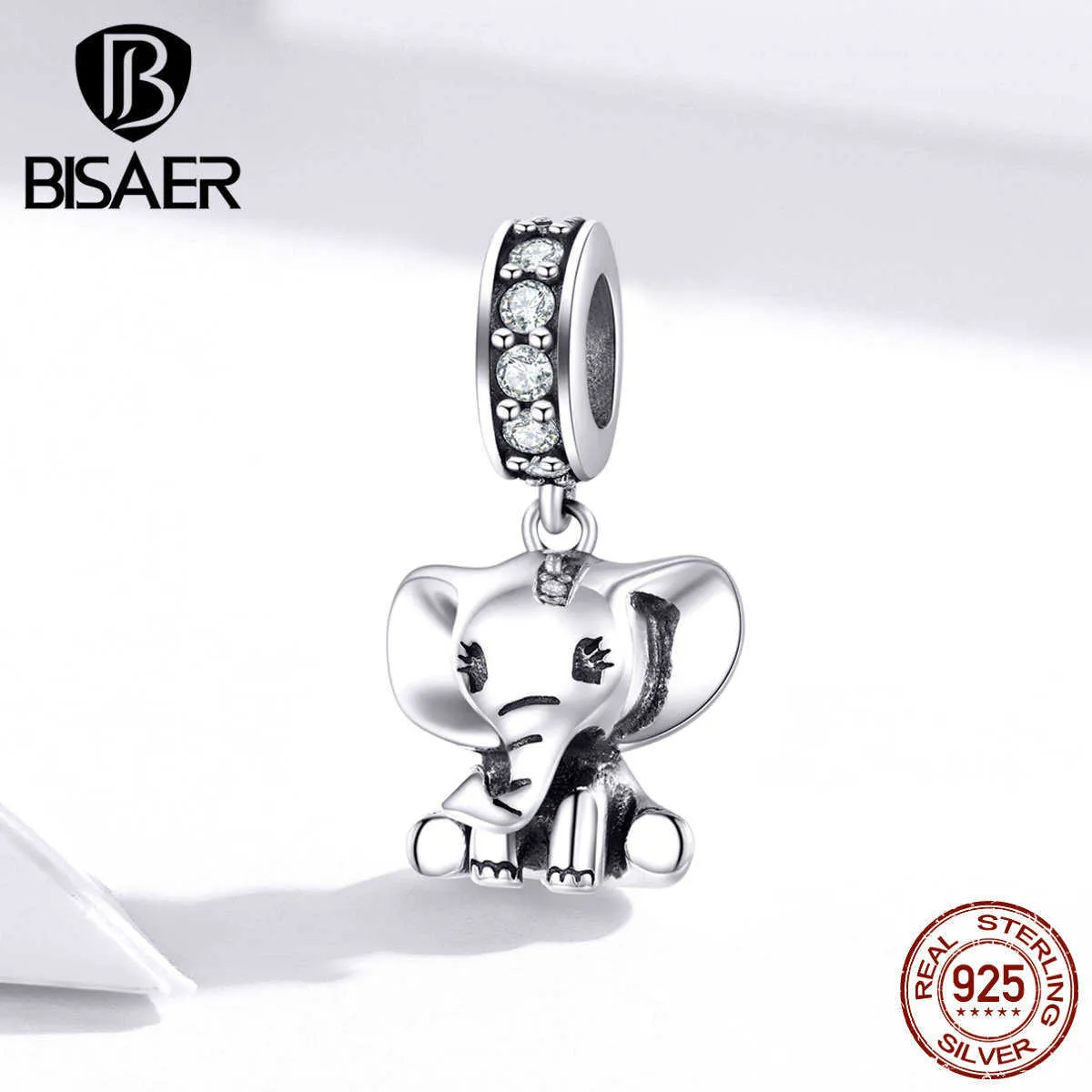 Autentyczne 925 Sterling Elephant Beads Charms Fit Bisaer Bransoletki Srebrny 925 Biżuteria ECC1338