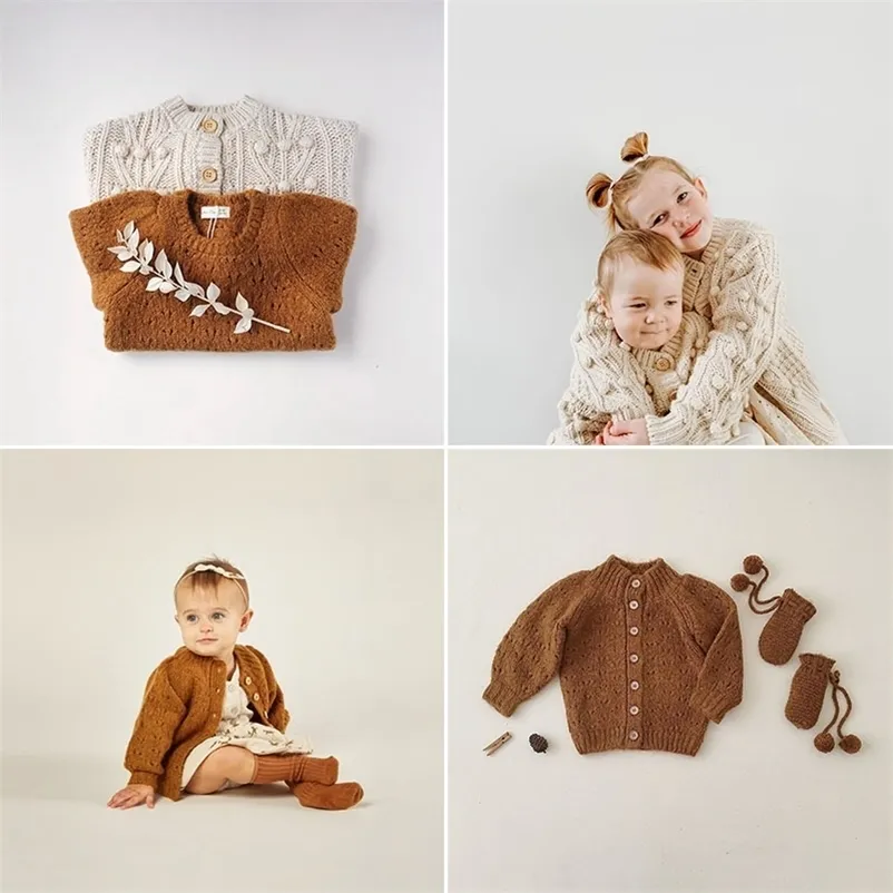 Enkelibb Kids Winter Gebreide Jassen Mooie Stijl Toddler Jongens Meisjes Pop CPRN Cardigan Baby Warm voor 211204