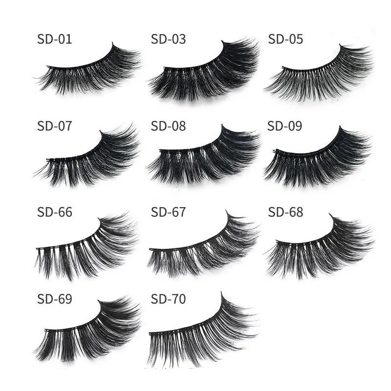 Newly Multistyles Selling Real Siberian 3D Full Strip False Eyelash Long Individual Eyelashes Lashes Extension