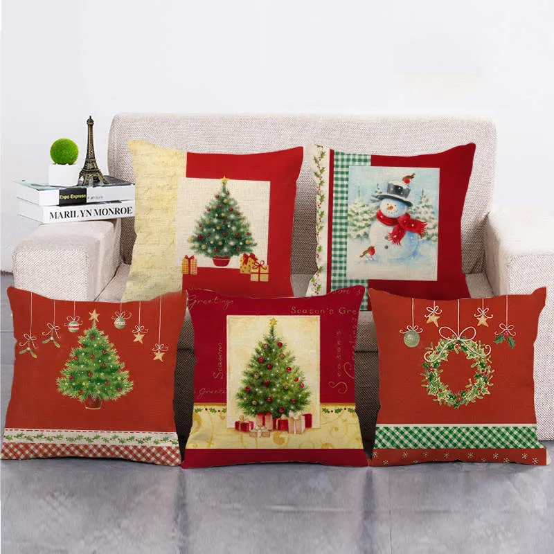 Santa Claus Christmas Pillow Merry Juldekoration för HomeCristmas Prydnad Xmas Presenter Navidad Gott Nytt År