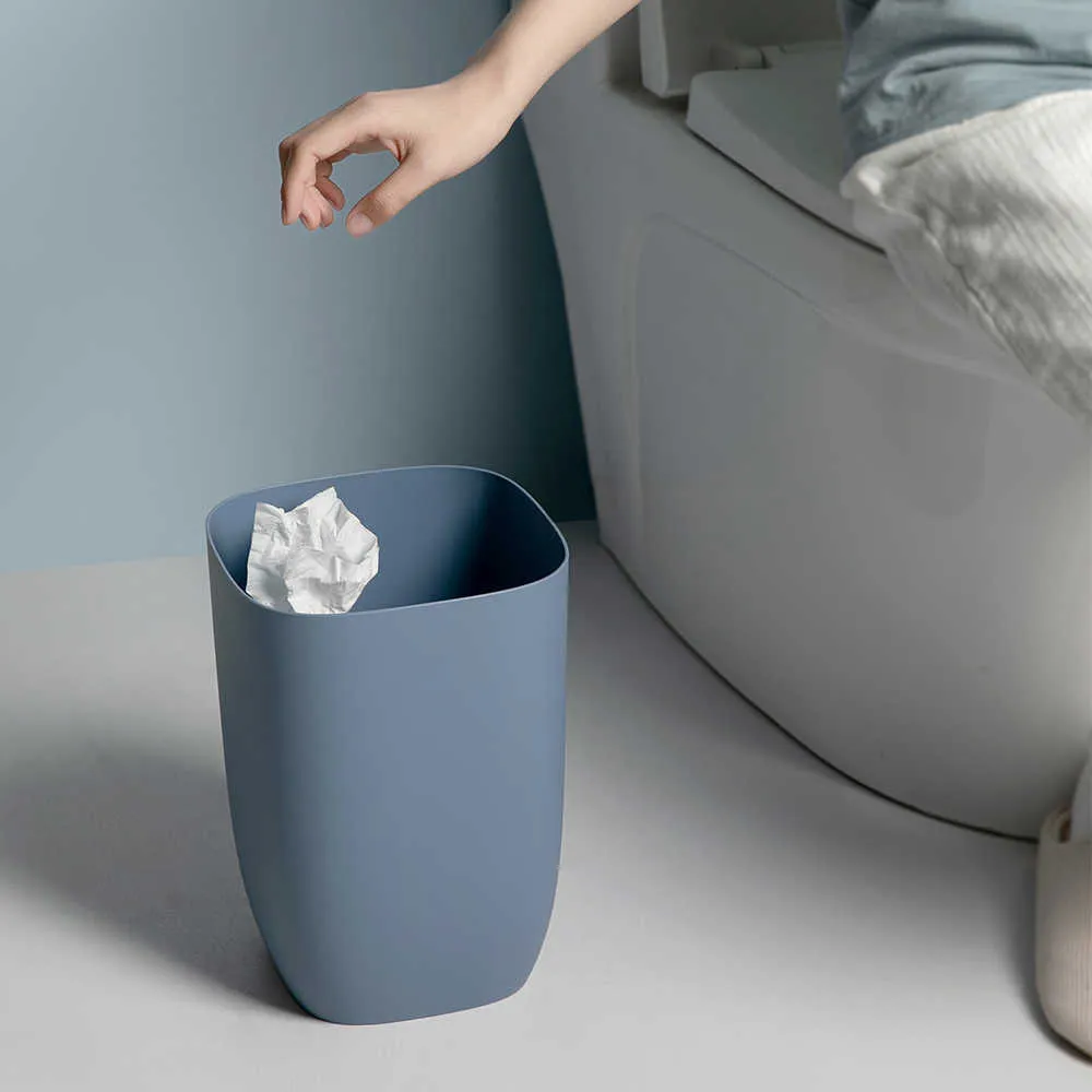 Bathroom Trash Bin Small Office Can Plastic Waste Paper Rubbish s Modern for Bedroom Living room Kitchen 7L 210728