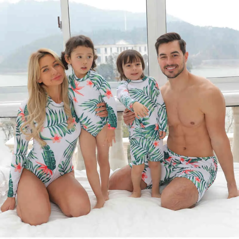 Family Matching Swimwear Floral Leopard Mother Daughter Father Son