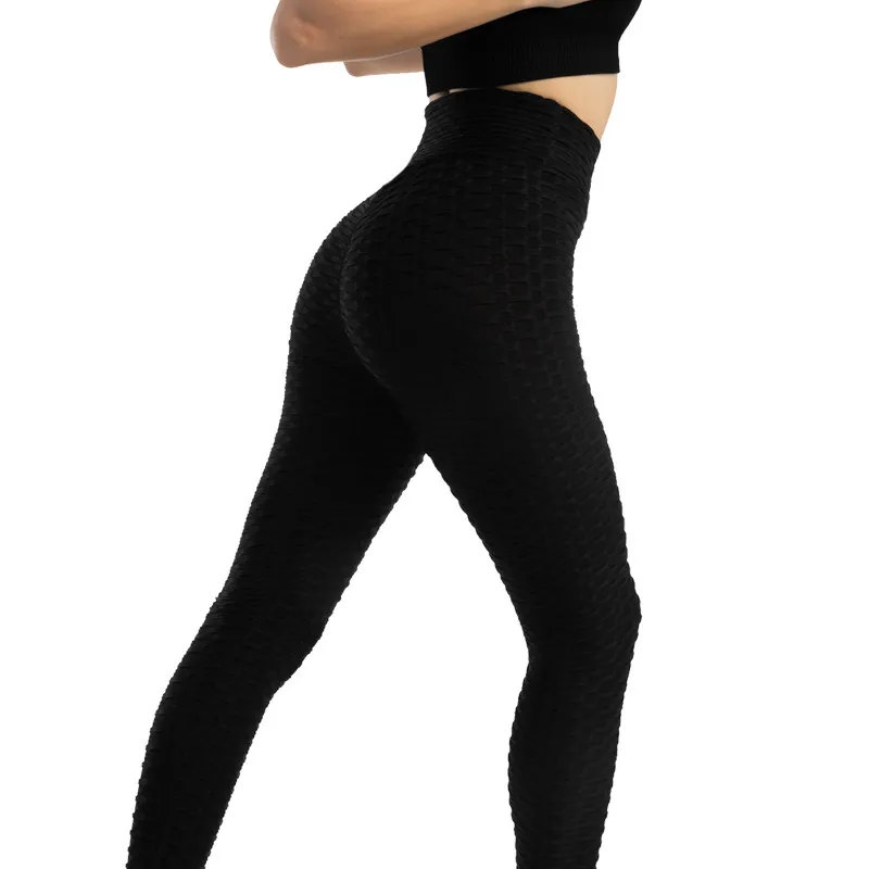 Sexy Women Legging Textured Booty Yoga Pants High Waist Bubble Bottoms ...