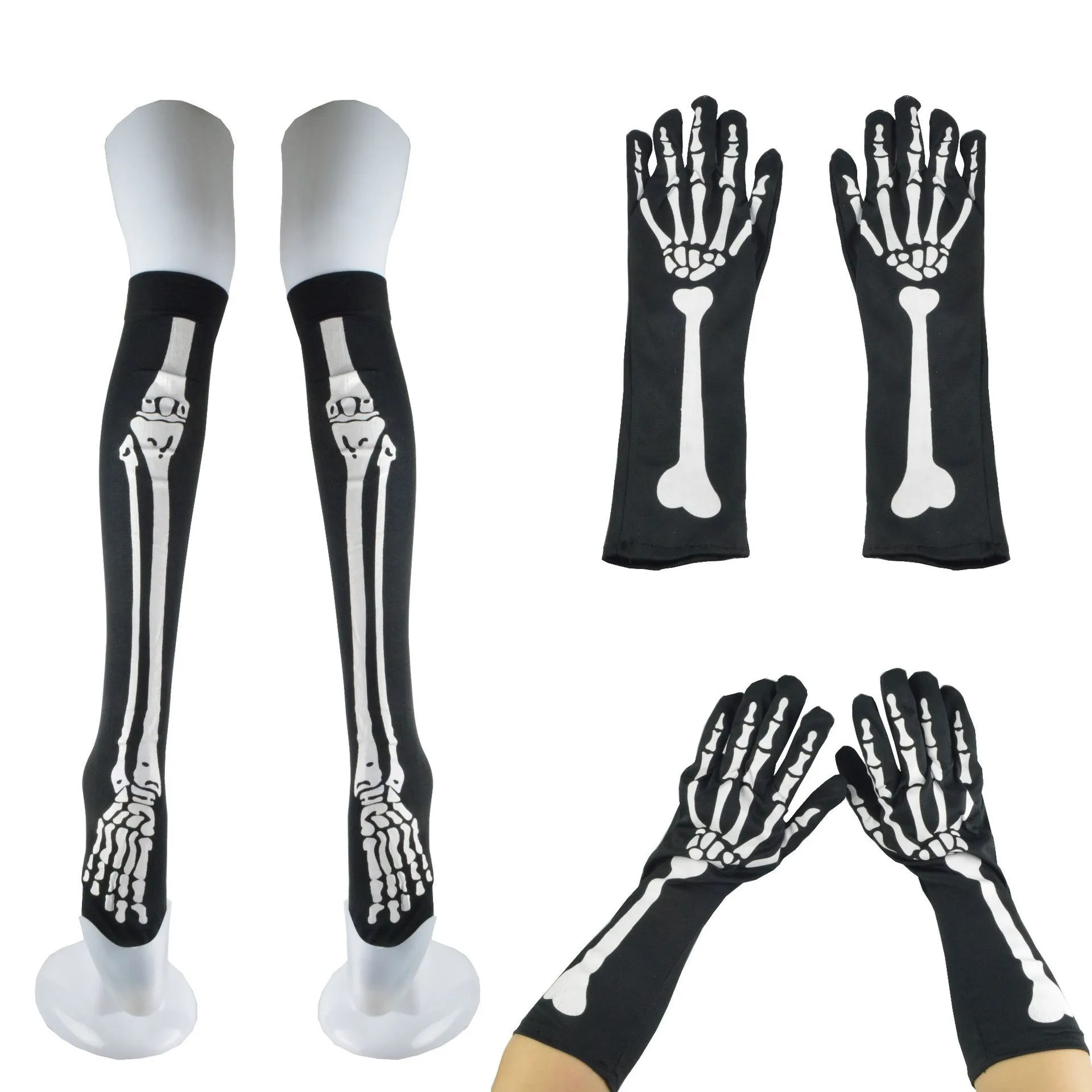 Party Cosplay Liefert Halloween Dekorationen Skelett Handschuh und Socken Maskerade Kostüm Zubehör XD24789