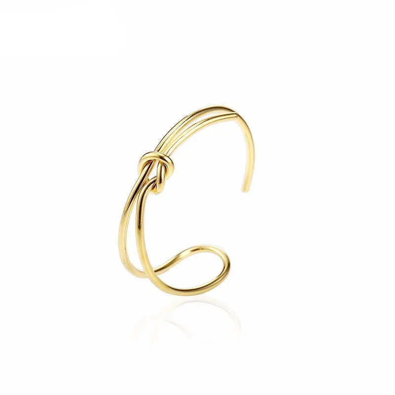 RIR Bracelet créatif noué en acier inoxydable doré, modèles féminins simples, bijoux à breloques, cadeau pour amis Q0719